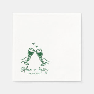 Handgezeichnete Elegante Moderne Cocktail Hochzeit Serviette