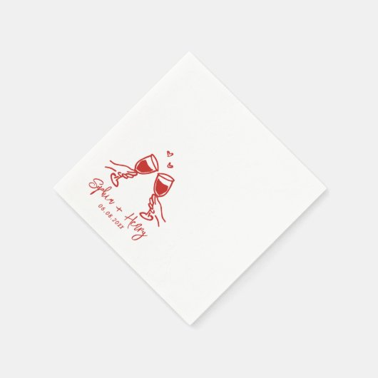 Handgezeichnete Elegante Moderne Cocktail Hochzeit Serviette (Ecke)