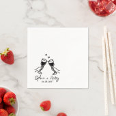 Handgezeichnete Elegante Moderne Cocktail Hochzeit Serviette (Beispiel)