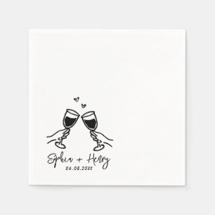 Handgezeichnete Elegante Moderne Cocktail Hochzeit Serviette