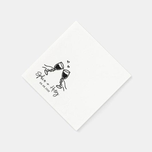 Handgezeichnete Elegante Moderne Cocktail Hochzeit Serviette (Ecke)