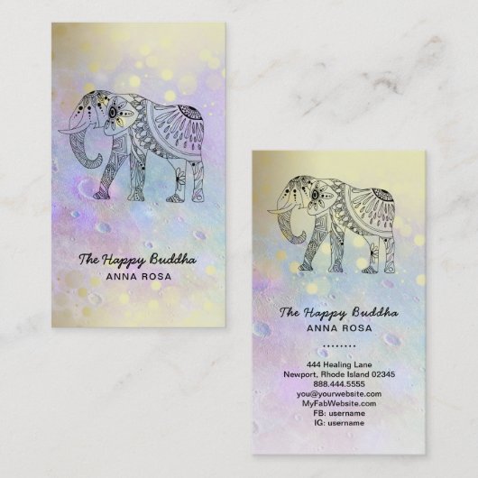 *~* Handgezeichnete Elephant Gold Glitzer Buddha P Visitenkarte (Vorne/Hinten)