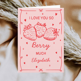 Handgezeichnete Erdbeeren Ich Liebe Dich Valentins Feiertagskarte