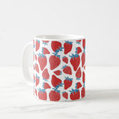 Handgezeichnete Erdbeeren nahtlos Muster. hintergr Kaffeetasse (Vorderseite Links)