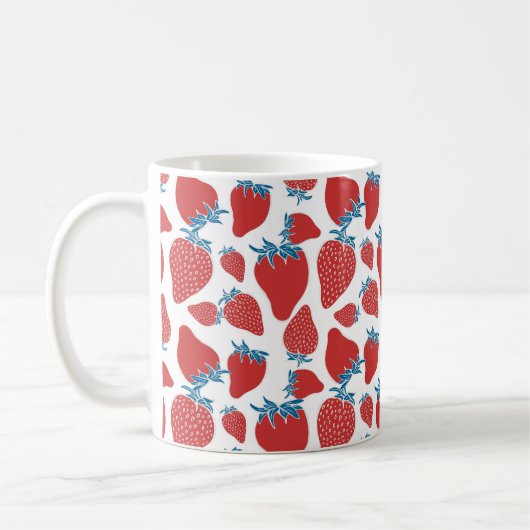 Handgezeichnete Erdbeeren nahtlos Muster. hintergr Kaffeetasse (Links)