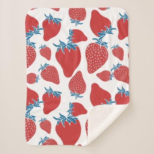 Handgezeichnete Erdbeeren nahtlos Muster. hintergr Sherpadecke (Vorderseite)