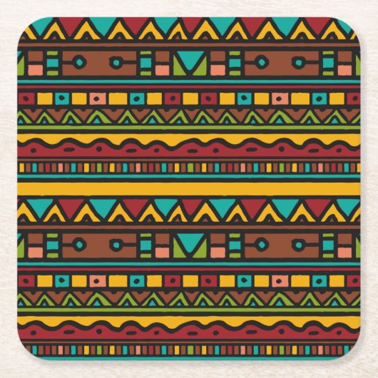 Handgezeichnete Erdtöne des Stammmusters Rechteckiger Pappuntersetzer (Vorderseite)