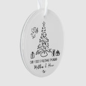 Handgezeichnete Erste Weihnachtszeit verlobt oder Ornament (Vorderseite)