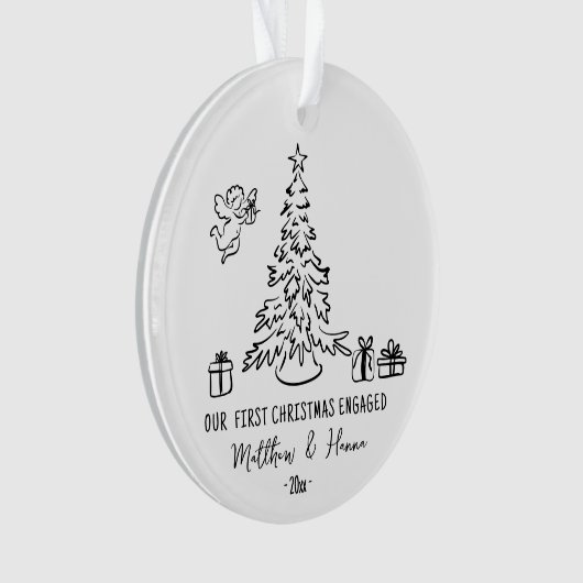 Handgezeichnete Erste Weihnachtszeit verlobt oder  Ornament (Vorderseite)