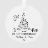 Handgezeichnete Erste Weihnachtszeit verlobt oder Ornament (Rückseite)