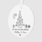 Handgezeichnete Erste Weihnachtszeit verlobt oder Ornament (Vorderseite)