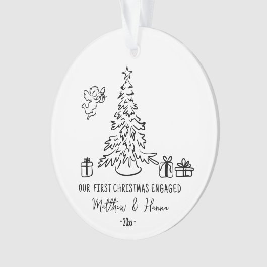 Handgezeichnete Erste Weihnachtszeit verlobt oder  Ornament (Vorderseite)