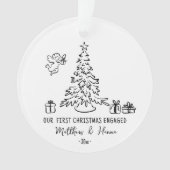 Handgezeichnete Erste Weihnachtszeit verlobt oder Ornament (Vorderseite)