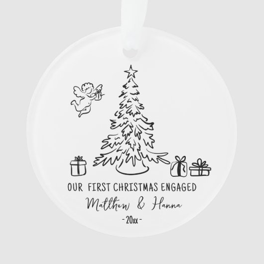 Handgezeichnete Erste Weihnachtszeit verlobt oder  Ornament (Vorderseite)