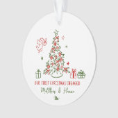 Handgezeichnete Erste Weihnachtszeit verlobt oder Ornament (Vorderseite)