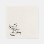 Handgezeichnete Espresso Martini, Bar Cocktail Hoc Serviette (Vorderseite)