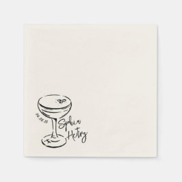 Handgezeichnete Espresso Martini, Bar Cocktail Hoc Serviette