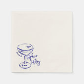 Handgezeichnete Espresso Martini, Bar Cocktail Hoc Serviette (Vorderseite)