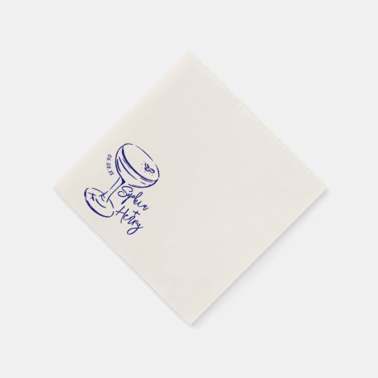 Handgezeichnete Espresso Martini, Bar Cocktail Hoc Serviette (Ecke)