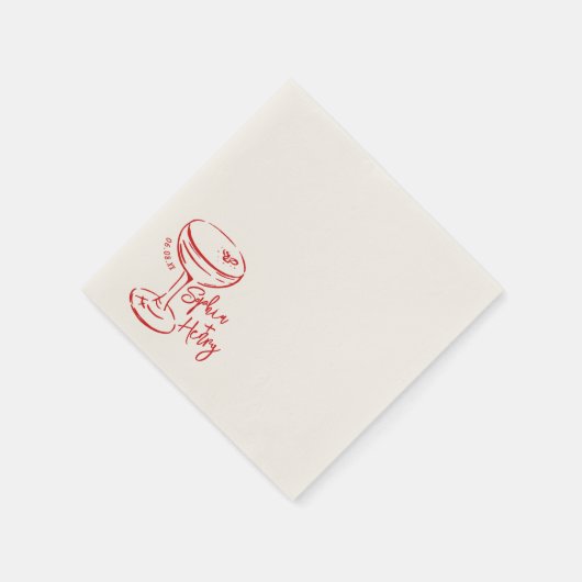 Handgezeichnete Espresso Martini, Bar Cocktail Hoc Serviette (Ecke)