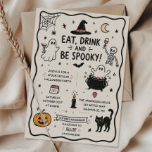 Handgezeichnete Essen Trinken und Gruselige Hallow