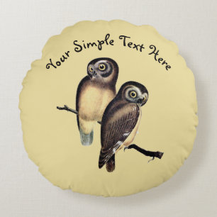 Handgezeichnete Eulen-Illustration Runde Kissen