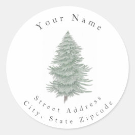 'Handgezeichnete Evergreen Tree 2' Labels Runder Aufkleber