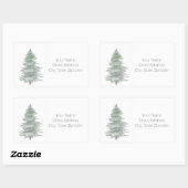 Handgezeichnete Evergreen Tree Address Labels Rechteckiger Aufkleber (Blatt)