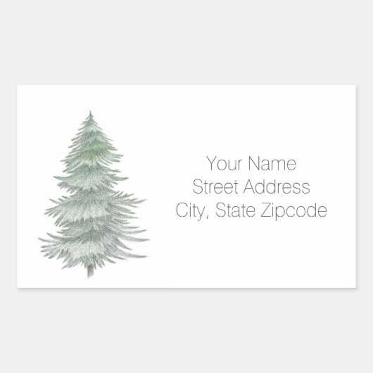 Handgezeichnete Evergreen Tree Address Labels Rechteckiger Aufkleber (Vorderseite)