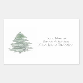 Handgezeichnete Evergreen Tree Address Labels Rechteckiger Aufkleber