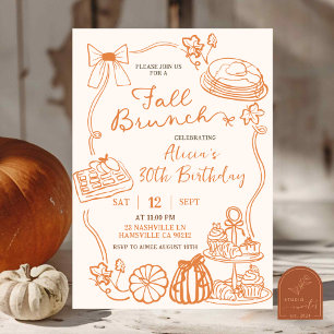 Handgezeichnete Fall-Brunch-Party Einladung