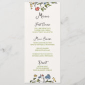 Handgezeichnete farbenfrohe blumenreiche Hochzeit Menükarte (Vorderseite)