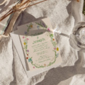 Handgezeichnete farbenfrohe Blüte in einer Hochzei Einladung