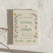 Handgezeichnete farbenfrohe Pastel Quirky Blumenze Save The Date