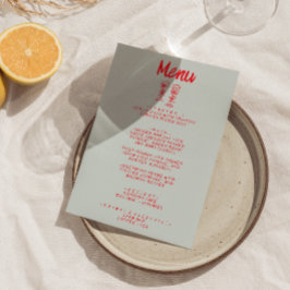 Handgezeichnete farbenfrohe Quirky Champagner Retr Menükarte