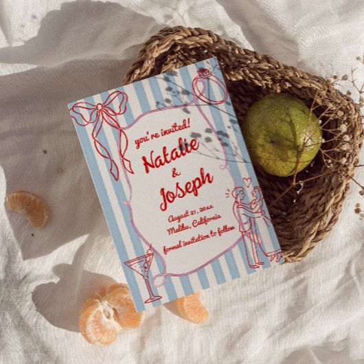 Handgezeichnete farbenfrohe Quirky-Foto-Hochzeit Save The Date