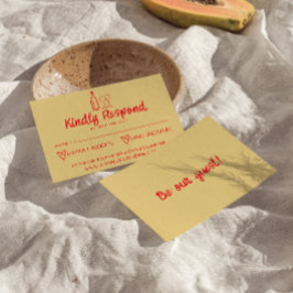 Handgezeichnete farbenfrohe Retro Quirky Moderne H RSVP Karte