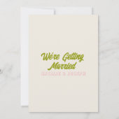 Handgezeichnete farbenfrohe Retro-Spaß Funky Weddi Einladung (Rückseite)