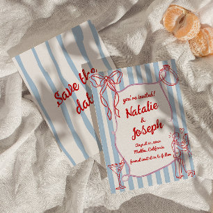 Handgezeichnete farbenfrohe skurrile lustige Hochz Save The Date
