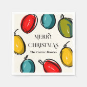 Handgezeichnete farbenfrohe Weihnachtsbeleuchtung  Serviette (Vorderseite)