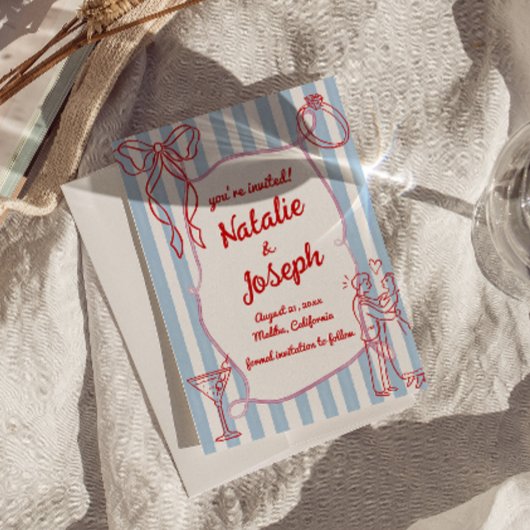 Handgezeichnete farbenfrohe Weihnachtsfeier Save The Date