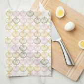 Handgezeichnete, farbige Kürbismuster im Herbstkol Geschirrtuch (Viertel Falte)