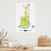 Handgezeichnete Farbkarte Finnland Poster (Küche)