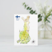 Handgezeichnete Farbkarte Finnland Postkarte (Stehend Vorderseite)