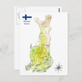 Handgezeichnete Farbkarte Finnland Postkarte (Vorne/Hinten)
