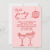 Handgezeichnete Farbschrift 40. Foto Geburtstag Einladung (Vorderseite)