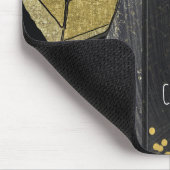 Handgezeichnete Feather & Tepee Gold Black Boho Gl Mousepad (Ecke)