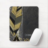 Handgezeichnete Feather & Tepee Gold Black Boho Gl Mousepad (Mit Mouse)