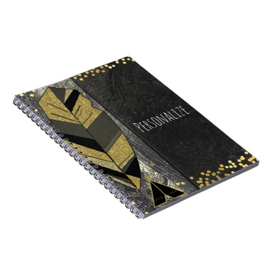Handgezeichnete Feather & Tepee Gold Black Boho Gl Notizblock (Rechte Seite)