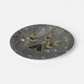 Handgezeichnete Feather & Tepee Gold Black Boho Gl Pappteller (Schrägansicht)